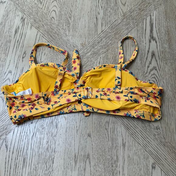 ModCloth Santa Barbara Saturdays Bikini Top 3X Yellow Floral Tie Knot NWT - Picture 4 of 9